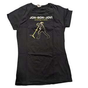 NEW Jon Bon Jovi Womens L Large Black Vegas Tour 2013 Tee Babydoll T-Shirt Top